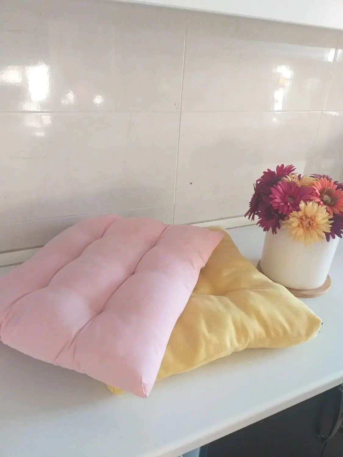 بالشت پر همراه نشیمنی|رختخواب، بالش، پتو|تنکابن, |دیوار