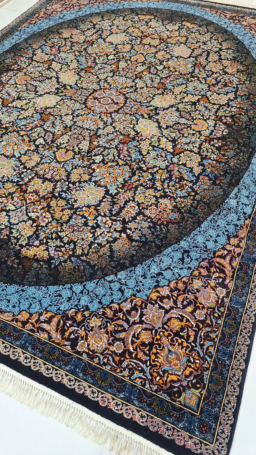 دو تخته فرش12متری700شانه سرمه‌ای|فرش|ایلام, |دیوار