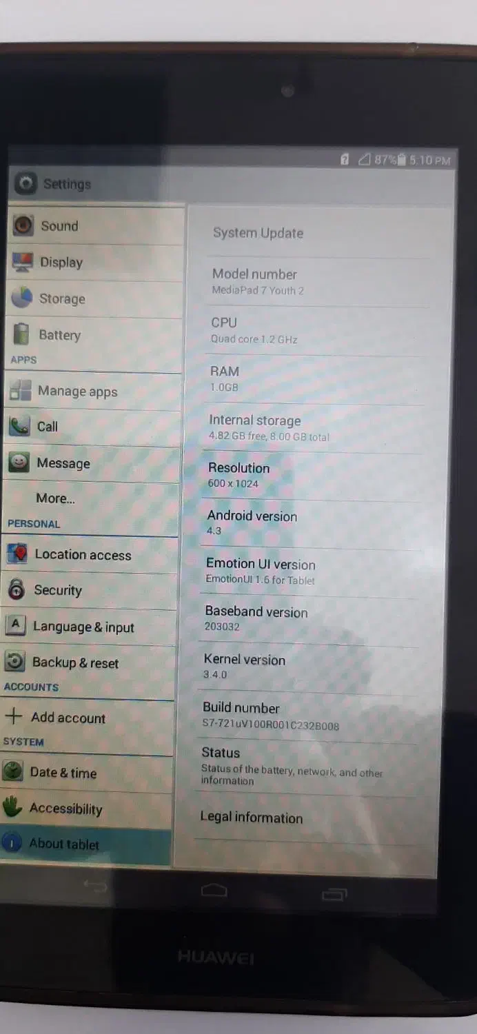 تبلت هوواوی با باطری بسیار سالم|تبلت|کرمان, |دیوار