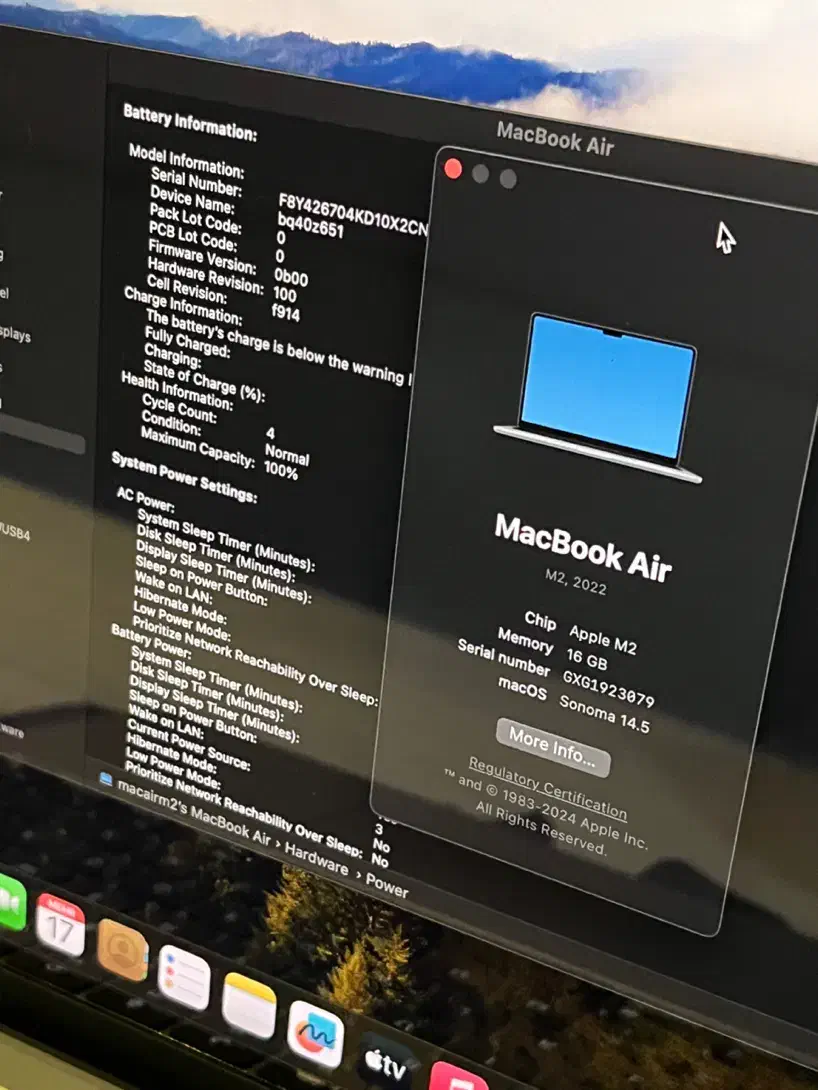Macbook M2 - 16gig Ram- 100% Health-cycle 4 مک بوک|رایانه همراه|تهران, نارمک|دیوار