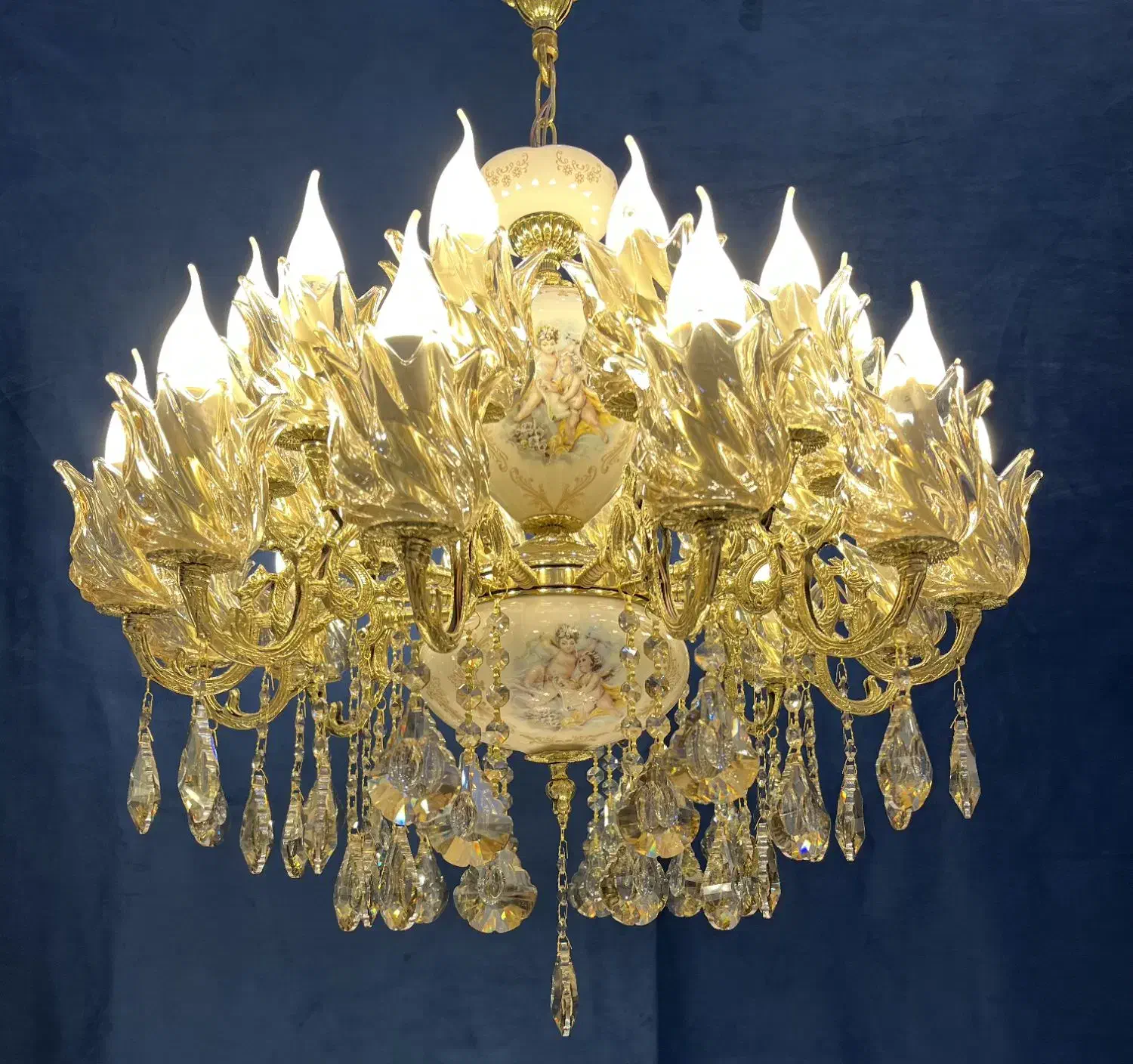 لوستربارنگ گیلانسی وآنتیک برنج20+4روشنایی سرامیکی|لوستر و چراغ آویز|تهران, نعمت‌آباد|دیوار