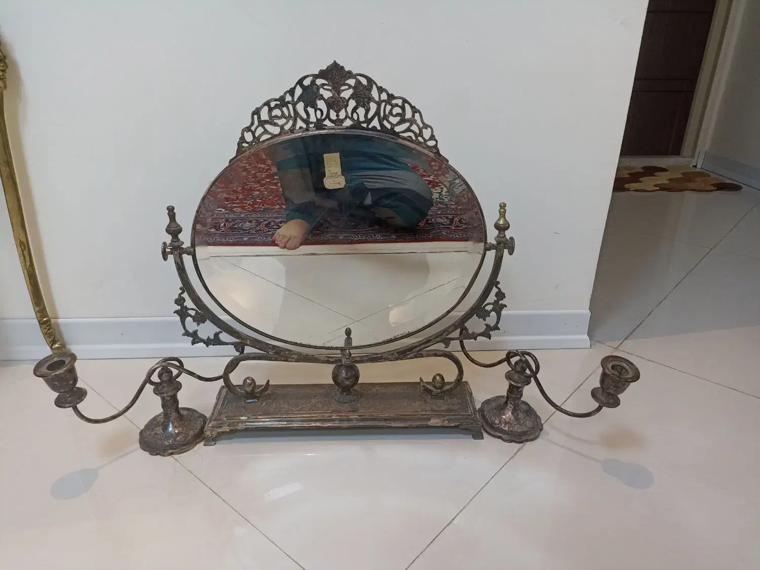 ایینه و .شمعدان نقره متعلق به 80الی 90 سال پیش|آینه|اراک, |دیوار