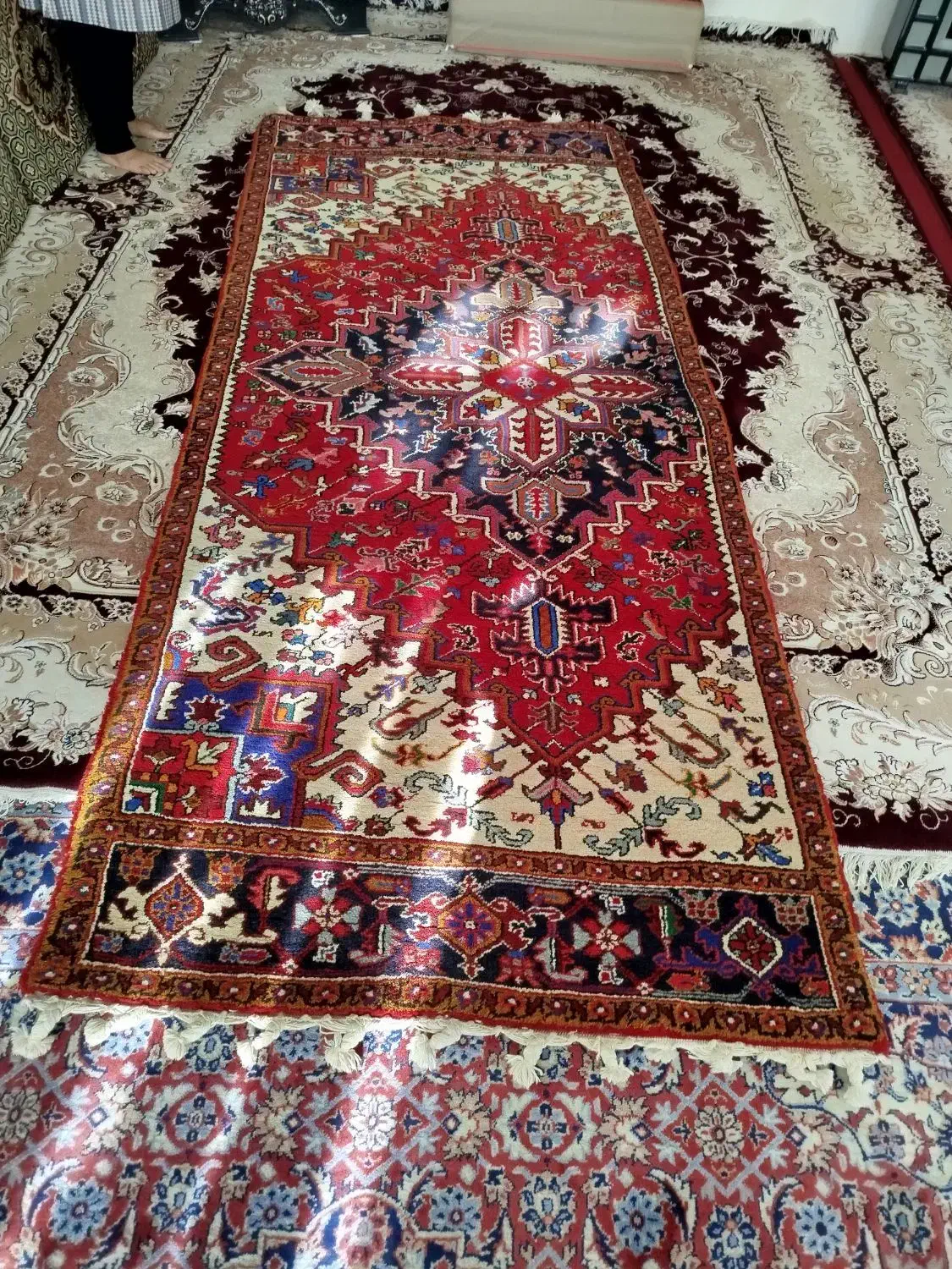 نیم فرش خلچه نقشه مهربان|فرش|بستان آباد, |دیوار