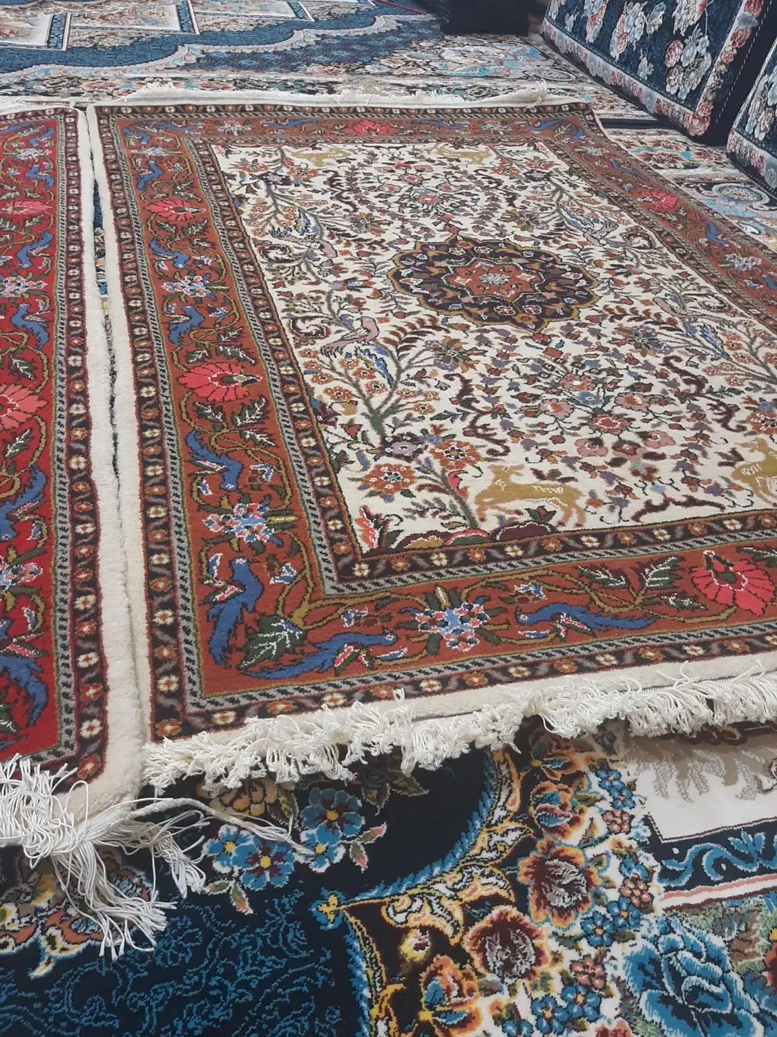 فرش دستبافت گل و بلبل|فرش|سنقر, |دیوار