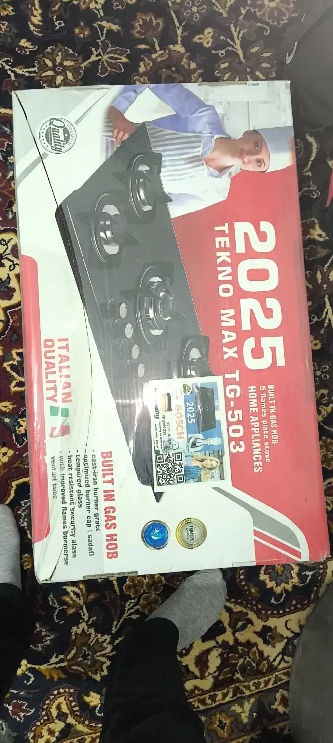 اجاق گاز صفحه ایی ایتالیایی5شعله کاملا نو و پلمب|اجاق گاز و لوازم برقی پخت‌وپز|الیگودرز, |دیوار