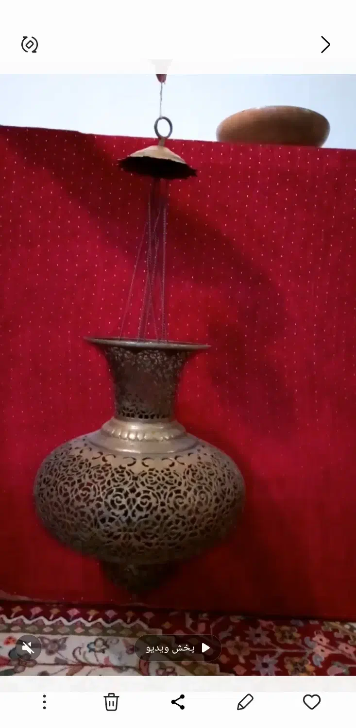 لنتر برنجی قاجاری مشبک آنتیک  واقعی ۷۵سانتی متر|کلکسیون اشیاء عتیقه|تهران, تهرانسر مرکزی|دیوار