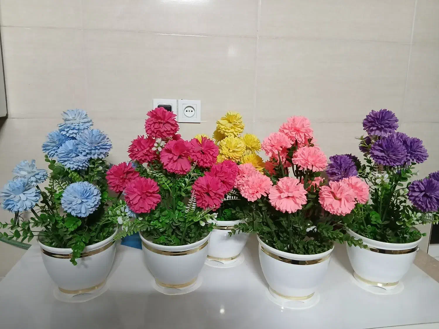 گل و گلدان داودی. ۷گل  مصنوعی|گل مصنوعی|بندر ترکمن, |دیوار