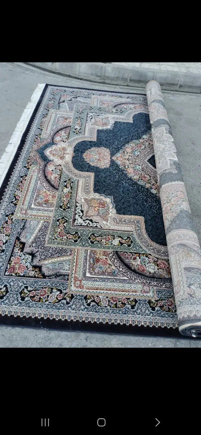 سرمه ای کاربنی جفت ۱۲متری تمام‌ نخ|فرش|گنبد کاووس, |دیوار