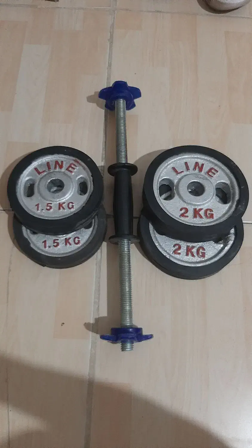 دمبل 2 و 1.5 کیلویی با میله|تجهیزات ورزشی|محمدیه-قزوین, |دیوار