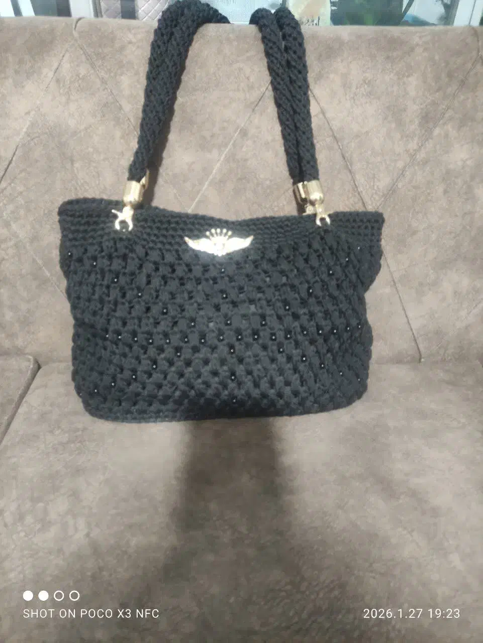 کیف مکرومه دستباف|کیف، کفش، کمربند|تربت‌حیدریه, کاشانی|دیوار