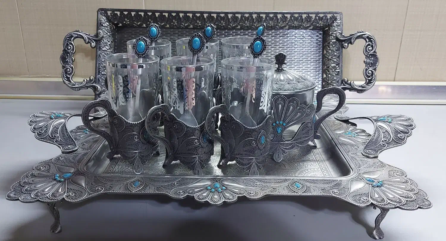 سرویس چایخوری پیوتر(سیلور)|ظروف سرو و پذیرایی|محمدیه-قزوین, |دیوار