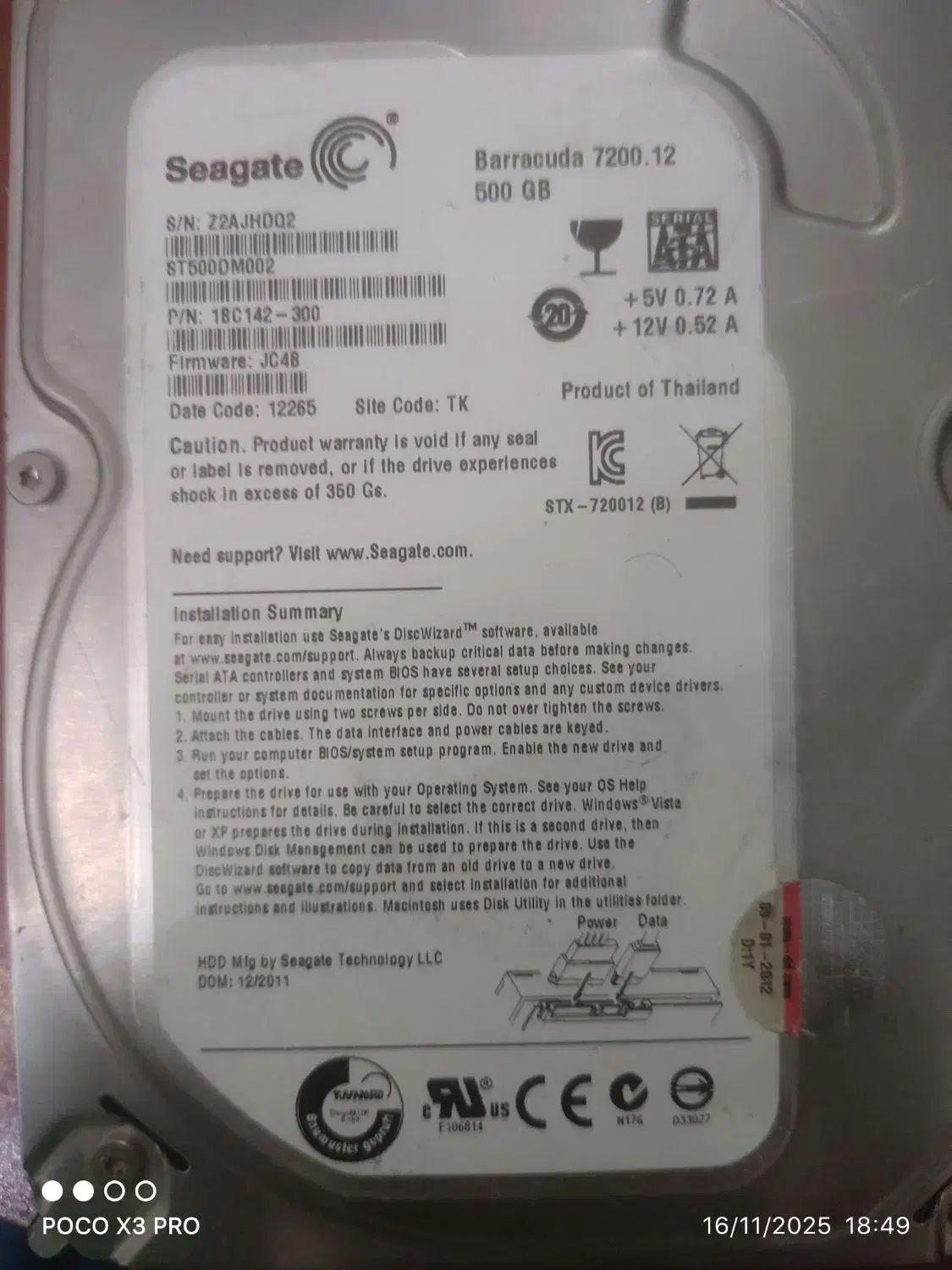 دوعدد هارد ۵۰۰ و ۲۵۶|قطعات و لوازم جانبی رایانه|چهارباغ, |دیوار