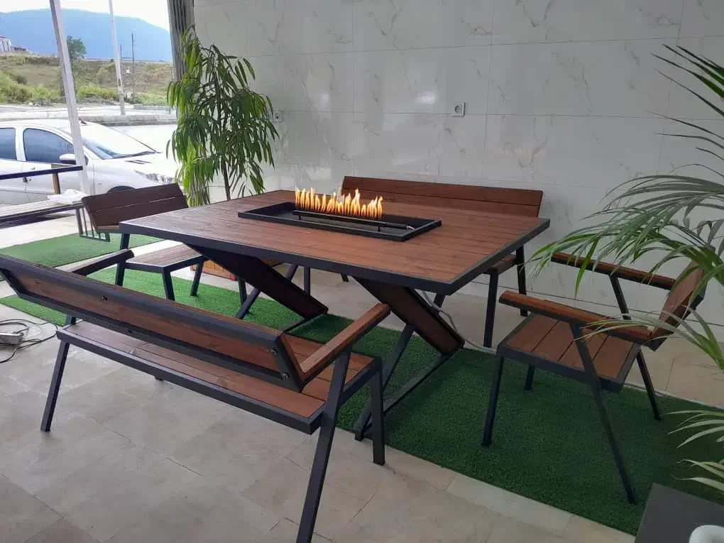 میز اتشدان و صندلی. نیمکت|میز و صندلی غذاخوری|چالوس, |دیوار