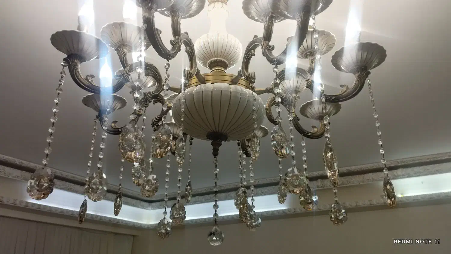 لوستر برنجی ۸ شاخه ۱۶ شعله|لوستر و چراغ آویز|تبریز, |دیوار