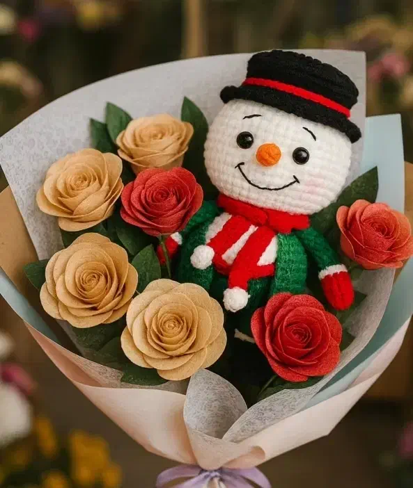 دست گل آدم برفی شب یلدا مخصوص عیدی شب یلدا|گل مصنوعی|تهران, مروارید شهر|دیوار