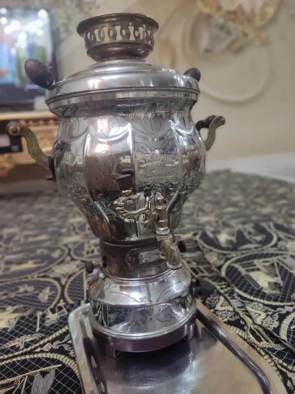 سماور گازی با سینی استیل|سماور، چای‌ساز، قهوه‌ساز|گلستان (تهران), |دیوار