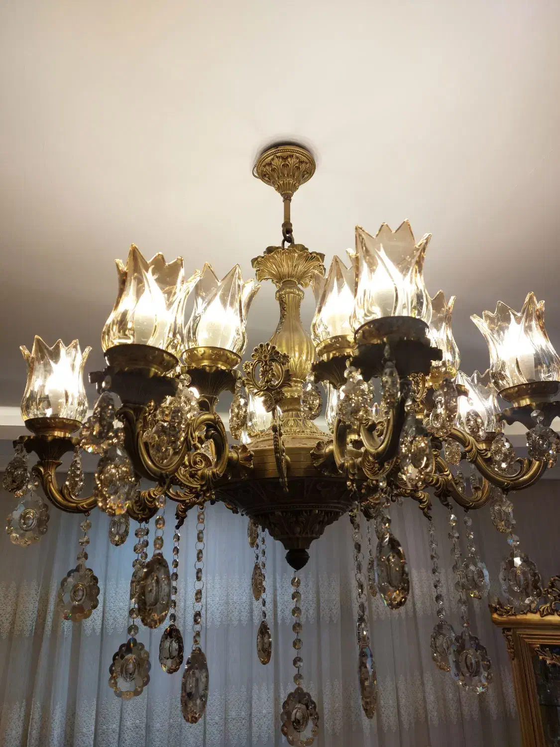 لوستر برنز ۸شاخه|لوستر و چراغ آویز|یزد, |دیوار