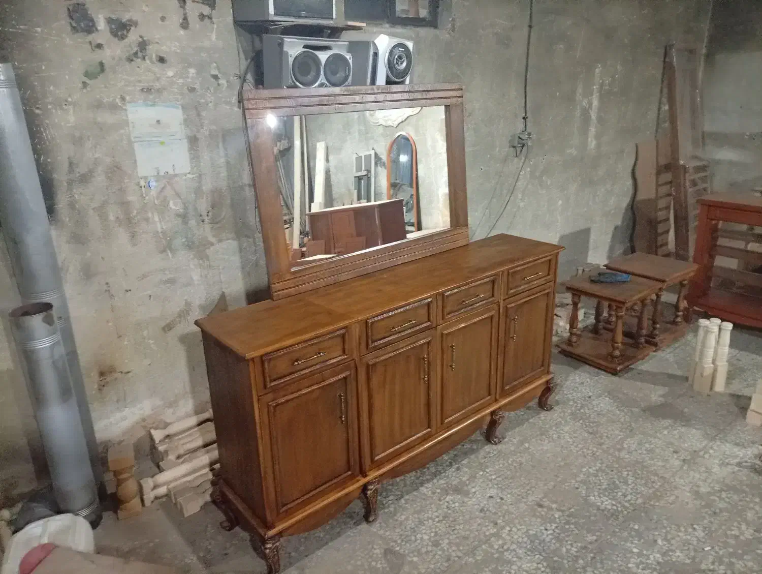 کنسول تلویزیون کلاسیک فرانسوی چوب طبیعی|بوفه، ویترین، کنسول|چهاردانگه (تهران), |دیوار