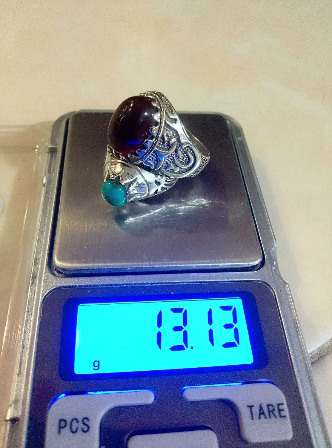 انگشتر نقره عقیق سرخ و فیروزه|کلکسیون اشیاء عتیقه|تهران, نیروی هوایی (پیروزی)|دیوار