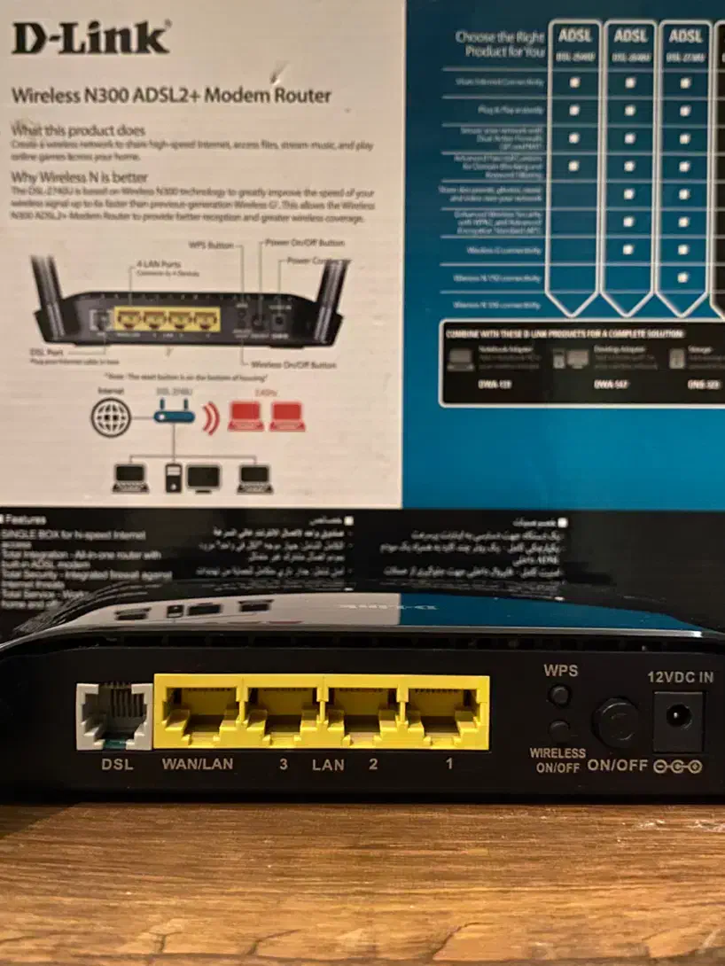 مودم روتر دی لینک DSL-2740U اورجینال در حد آک|مودم و تجهیزات شبکه|رشت, منظریه|دیوار