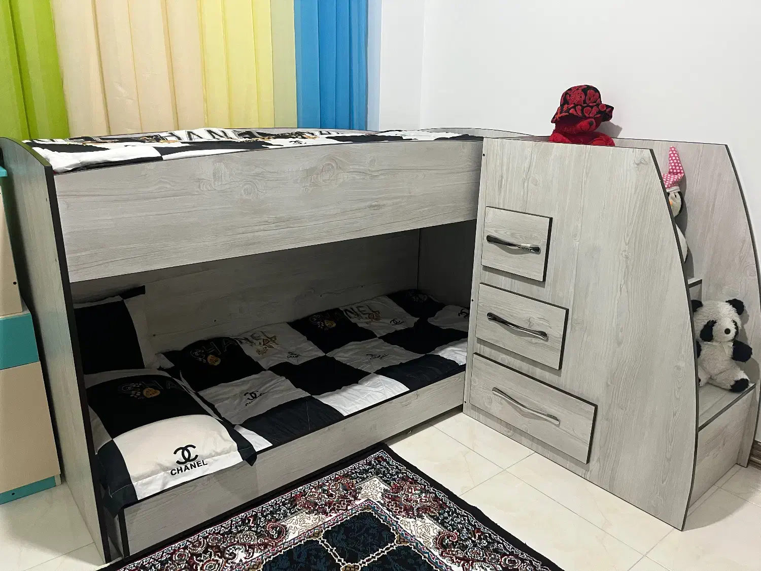 تخت خواب دوطبقه چوبی|تخت و سرویس خواب|پرند, فاز ۶|دیوار