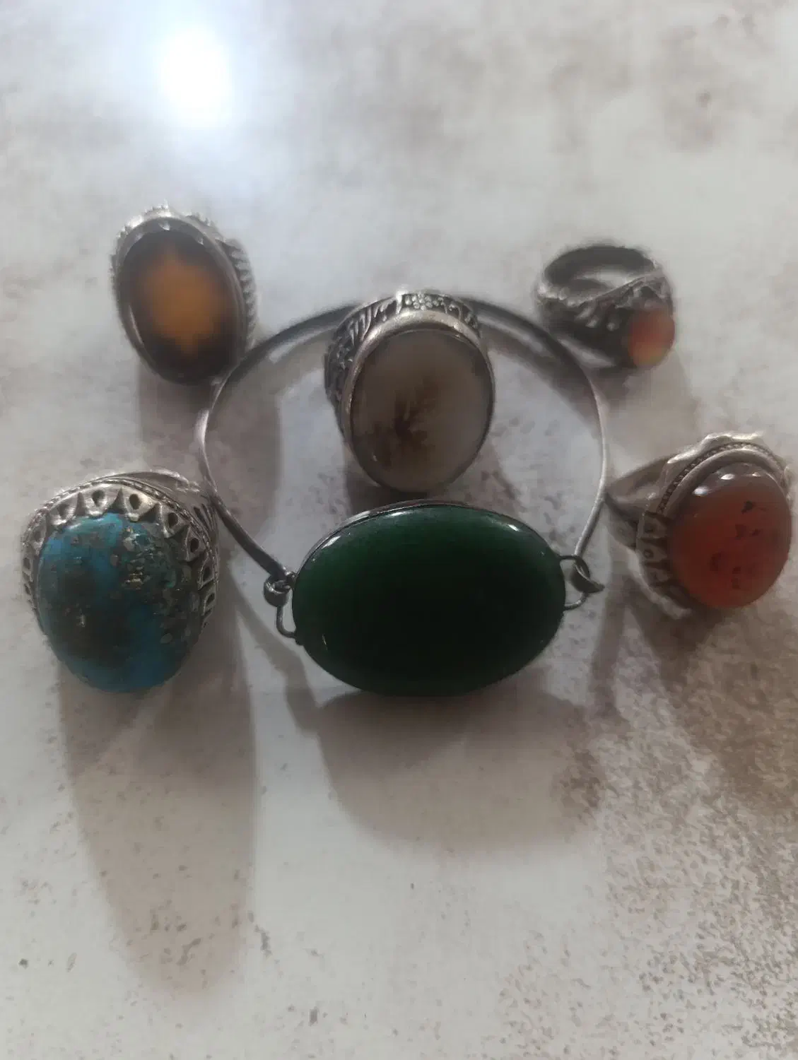 ۵ انگشتر نقره اصل|جواهرات|قائم‌شهر, |دیوار