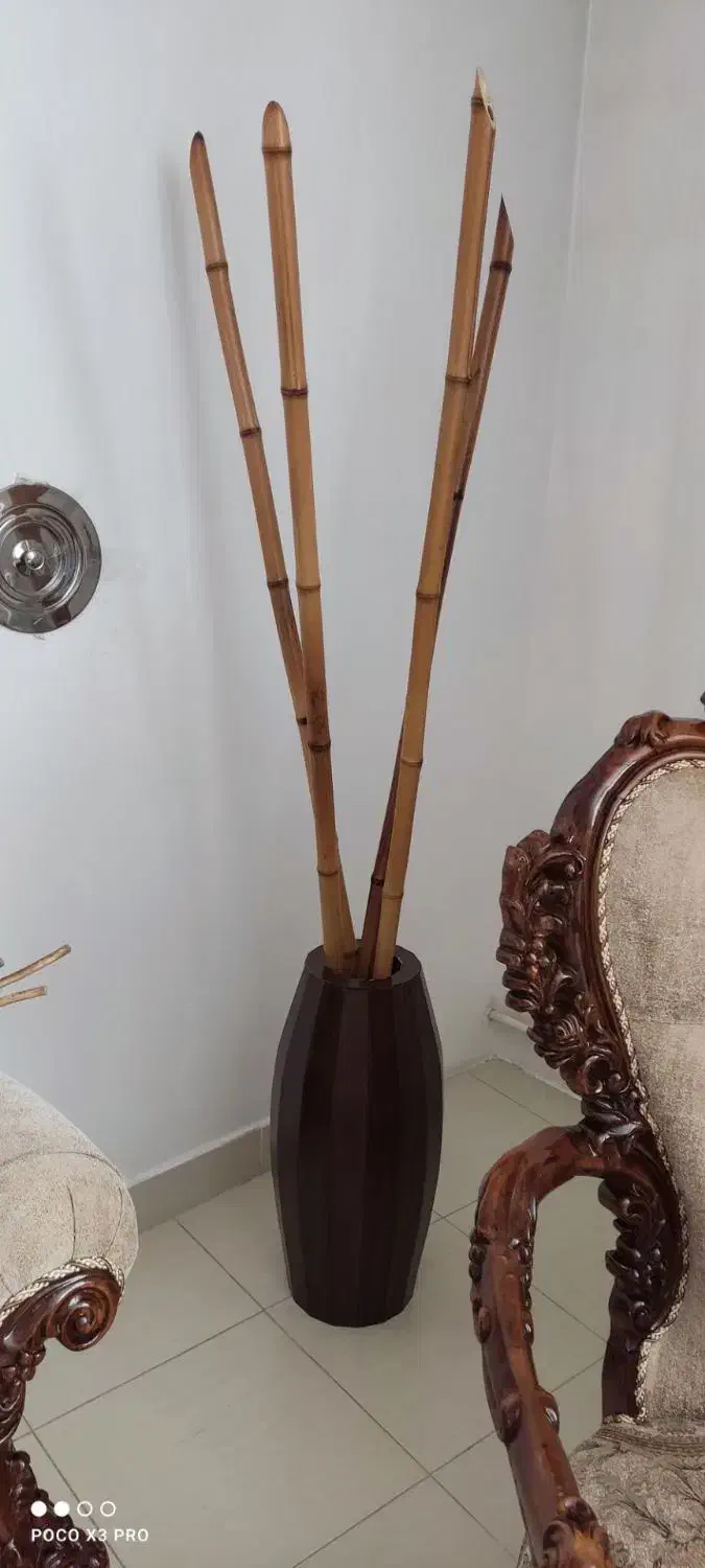 گلدان چوبی با چوب بامبو کنار سالن|صنایع دستی و سایر لوازم تزئینی|تبریز, |دیوار