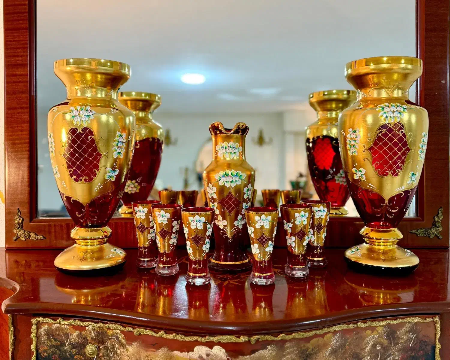 کریستال اگرمن طلاکوب آکبندآنتیک قدیمی جهیزیه دکوری|ظروف سرو و پذیرایی|تهران, پونک|دیوار