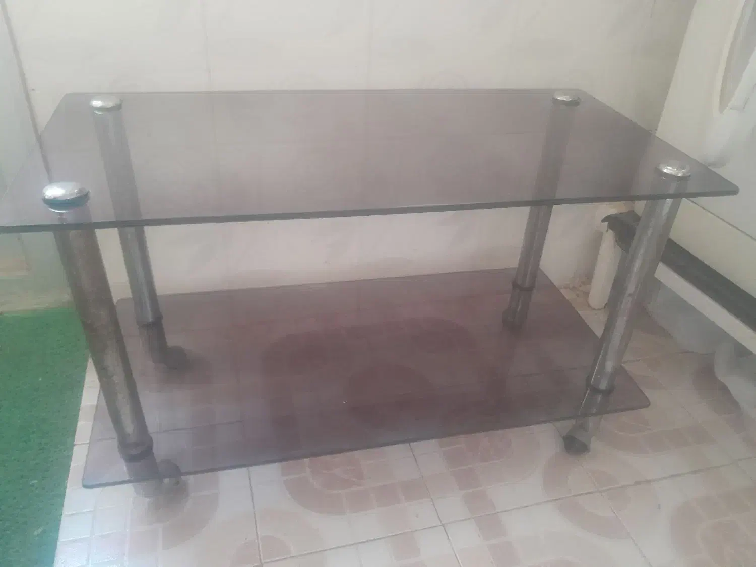 میز شیشه ای دو طبقه|میز تلویزیون|اسکو, |دیوار