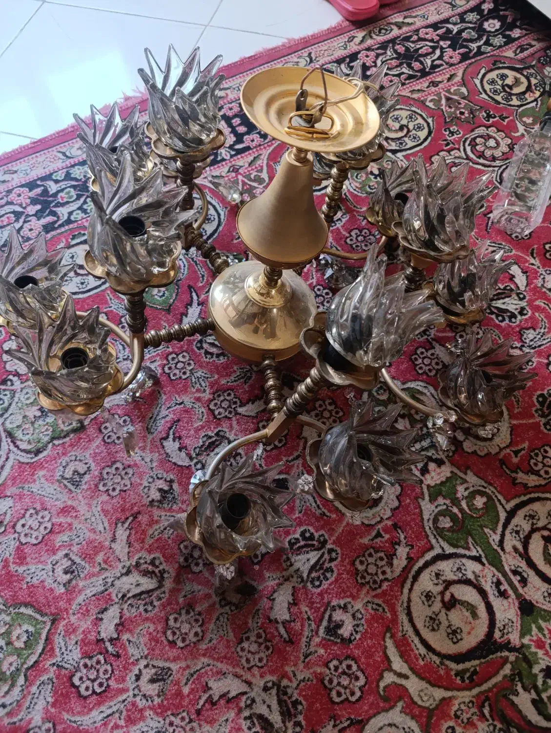 لوستر قدیمی برنجی ...|لوستر و چراغ آویز|مشهد, توس (بلوار توس)|دیوار