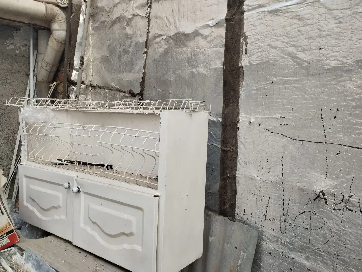 یخچال،سینک ظرفشویی آبچکان کابینت آشپزخانه فلزی|آب‌چکان و نظم‌دهنده ظروف|جوانرود, |دیوار