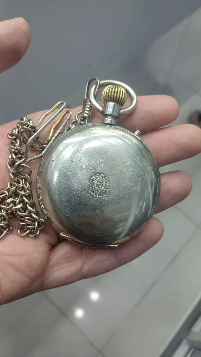 ساعت جیبی صفحه سرامیکی اصلی نقره عیار پایین|ساعت|مهریز, |دیوار