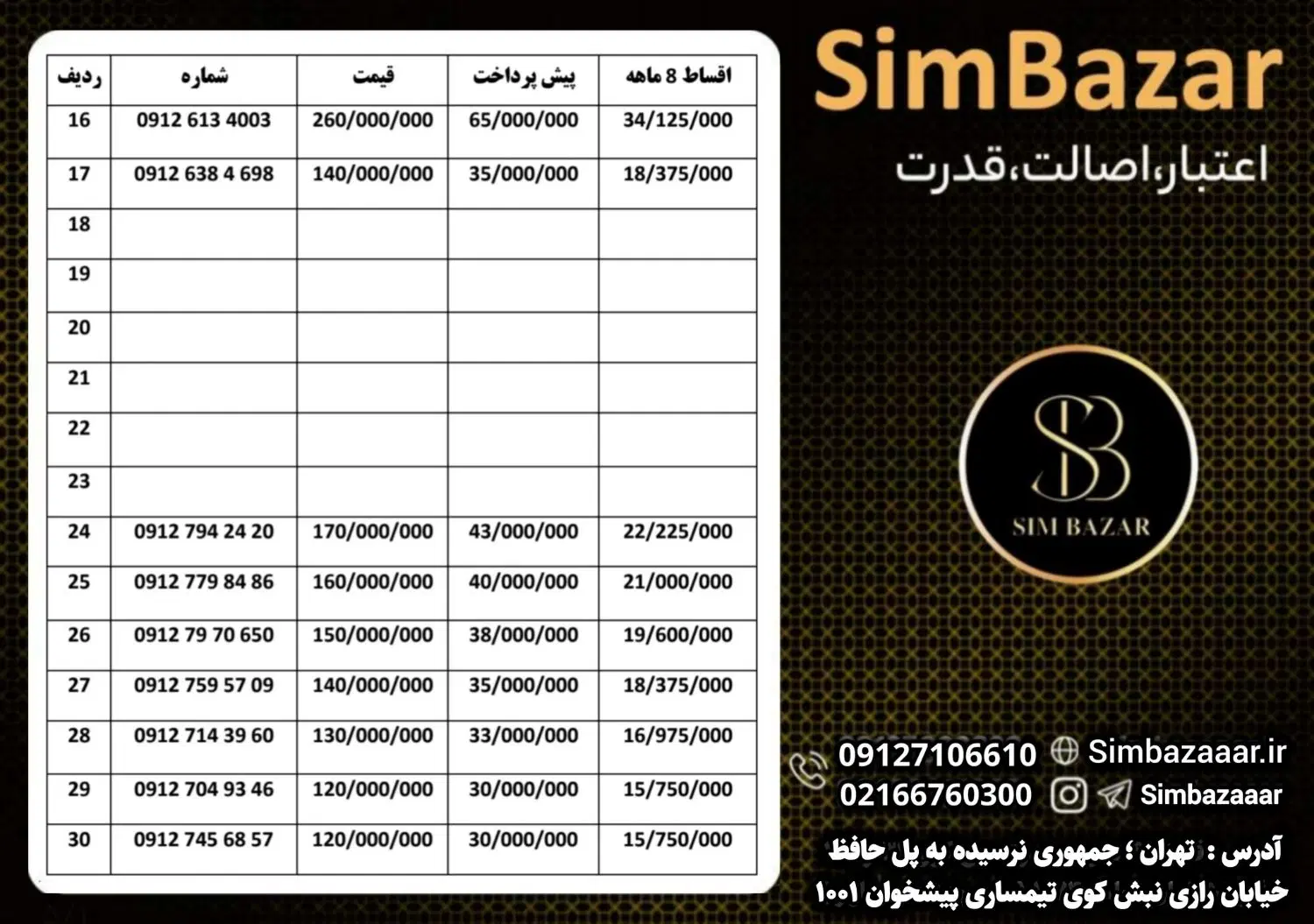 0912-4646864|سیمکارت|تهران, شیخ هادی|دیوار
