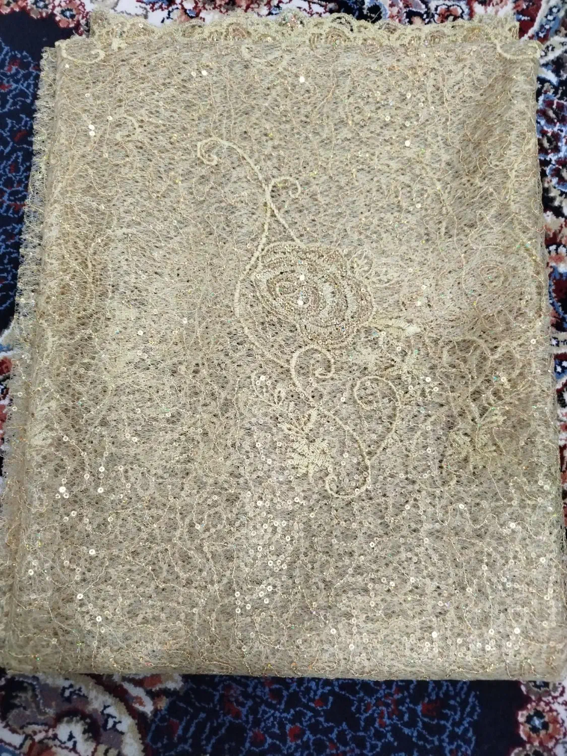 پارچه مجلسی پولکی رنگ طلایی ۳متر|لباس|قدس, شهرقدس|دیوار