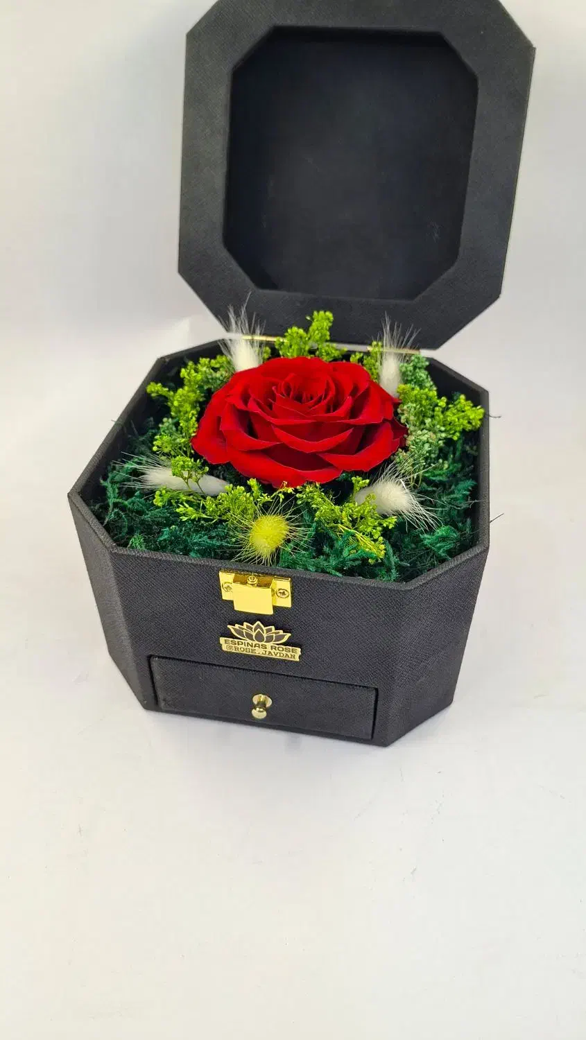 باکس گل رز جاودان هشت ضلعی چرمی کادو روز مادر|گل و گیاه طبیعی|تهران, میدان ولیعصر|دیوار