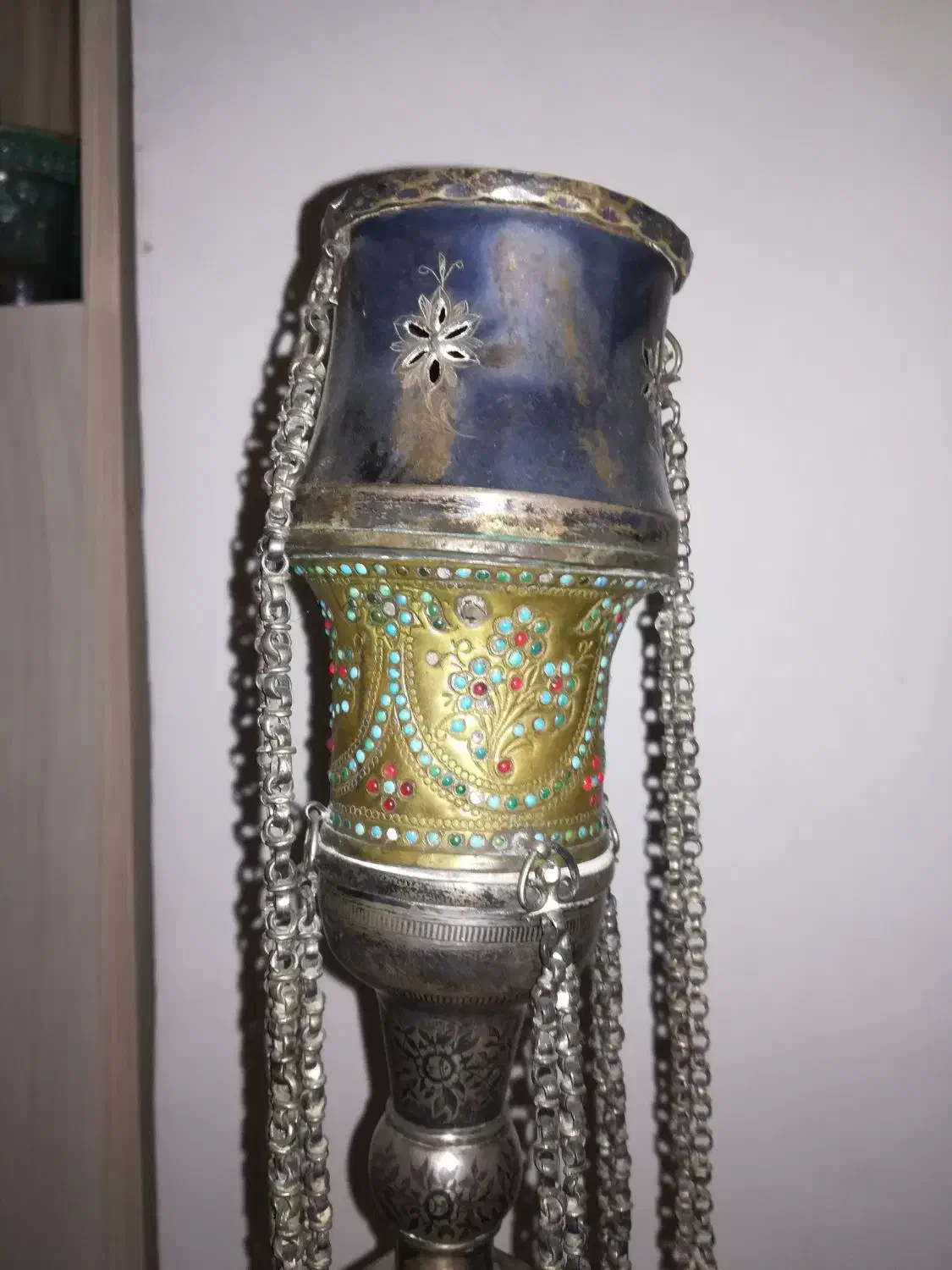 قلیان نقره قدیمی|کلکسیون اشیاء عتیقه|اردبیل, |دیوار