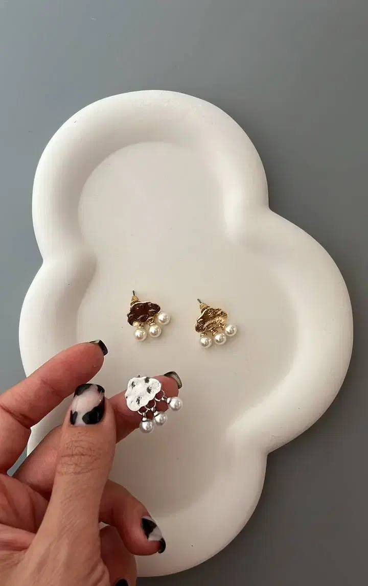 گوشواره استیل آبکاری شده طرح ابر|بدلیجات|تنکابن, |دیوار