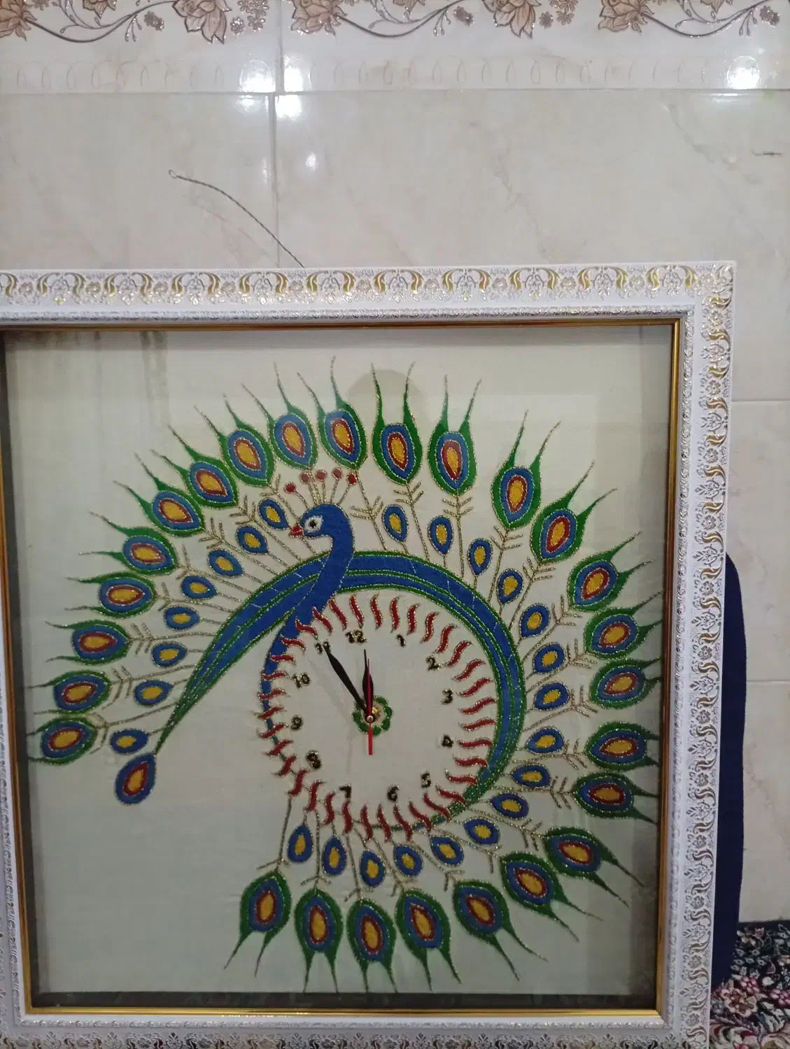 پته ساعت طاووس|ساعت دیواری و تزئینی|بافت, |دیوار