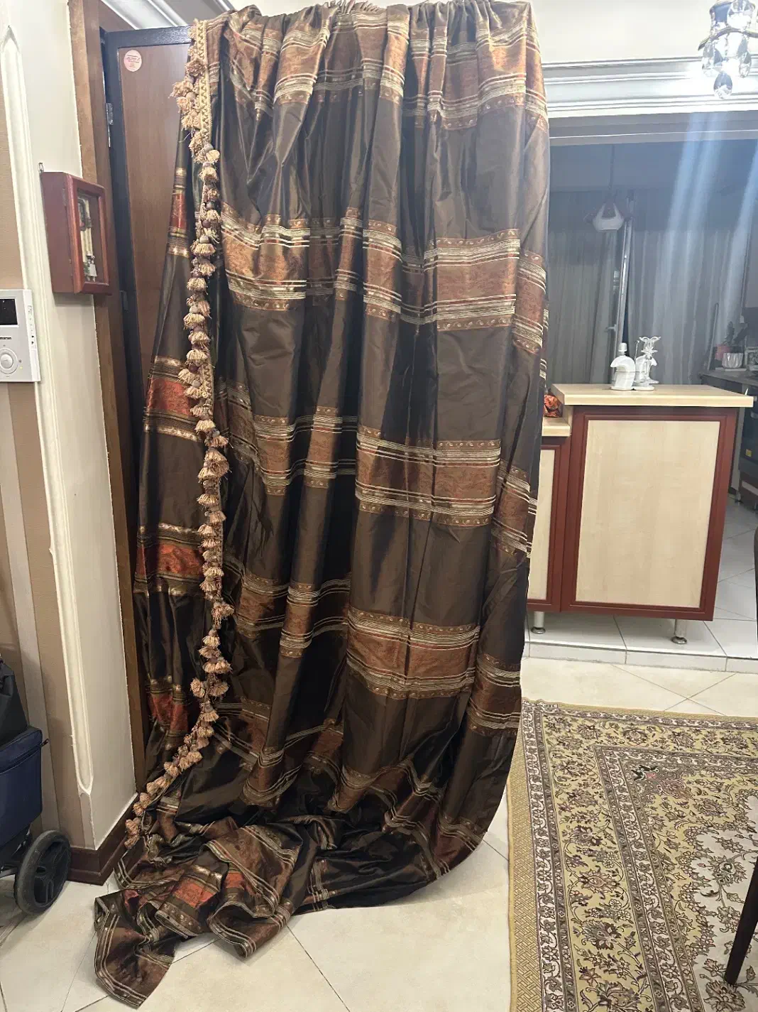 والان پرده قهوه ای ۲ عدد|پرده، رانر، رومیزی|تهران, آشتیانی|دیوار