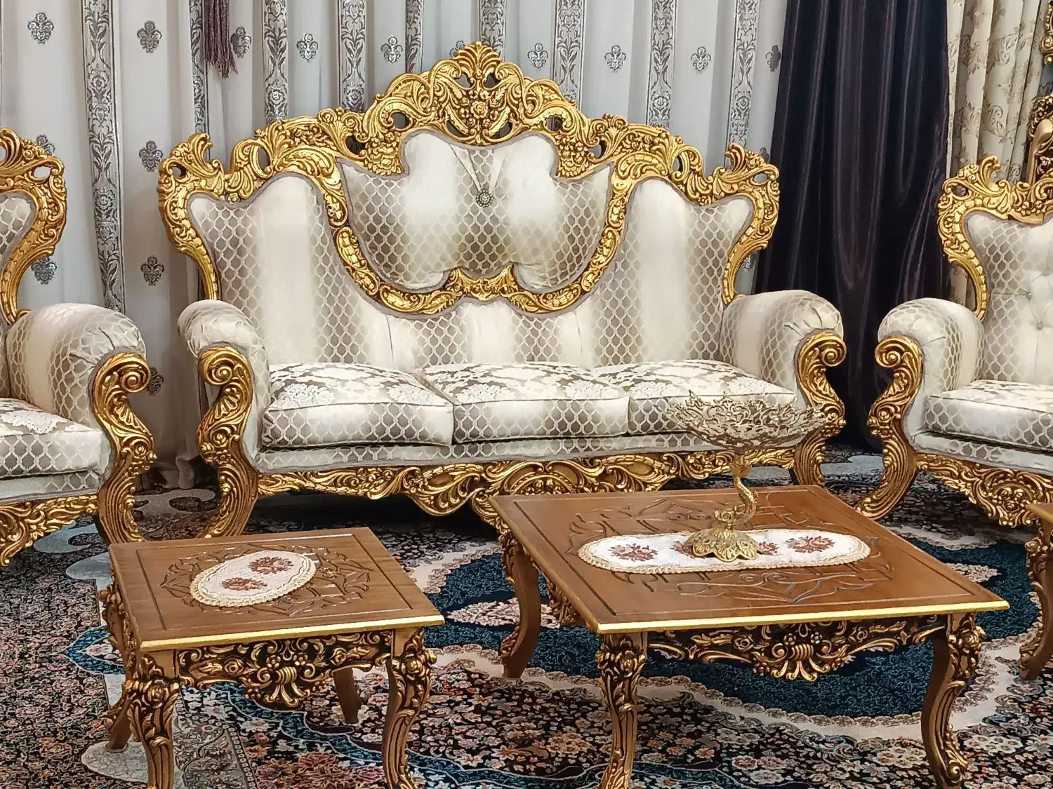 مبل سلطنتی شاهنشین 9نفر باغذاخوری6نفره درحدنونو|مبلمان خانگی و میز عسلی|بروجرد, |دیوار