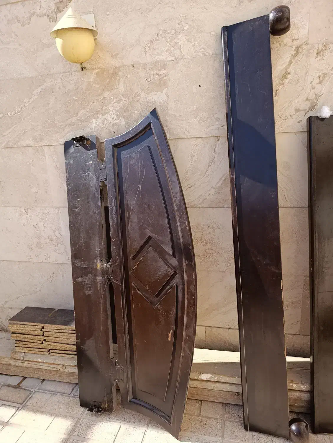 تخت دونفره چوبی|تخت و سرویس خواب|شریف‌آباد, |دیوار