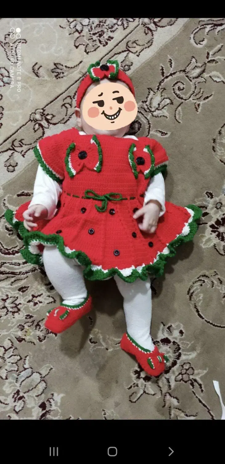 بافت لباس یلدایی همراه باهدوپاپوش دخترانه|کفش و لباس بچه|الیگودرز, |دیوار