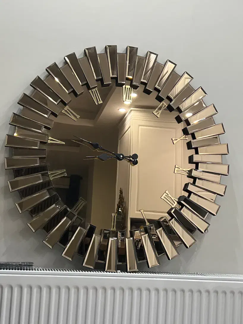 ساعت دیواری آینه ای قطر ۸۸ سانتیمتر طرح خورشید|ساعت دیواری و تزئینی|کرج, گوهردشت|دیوار