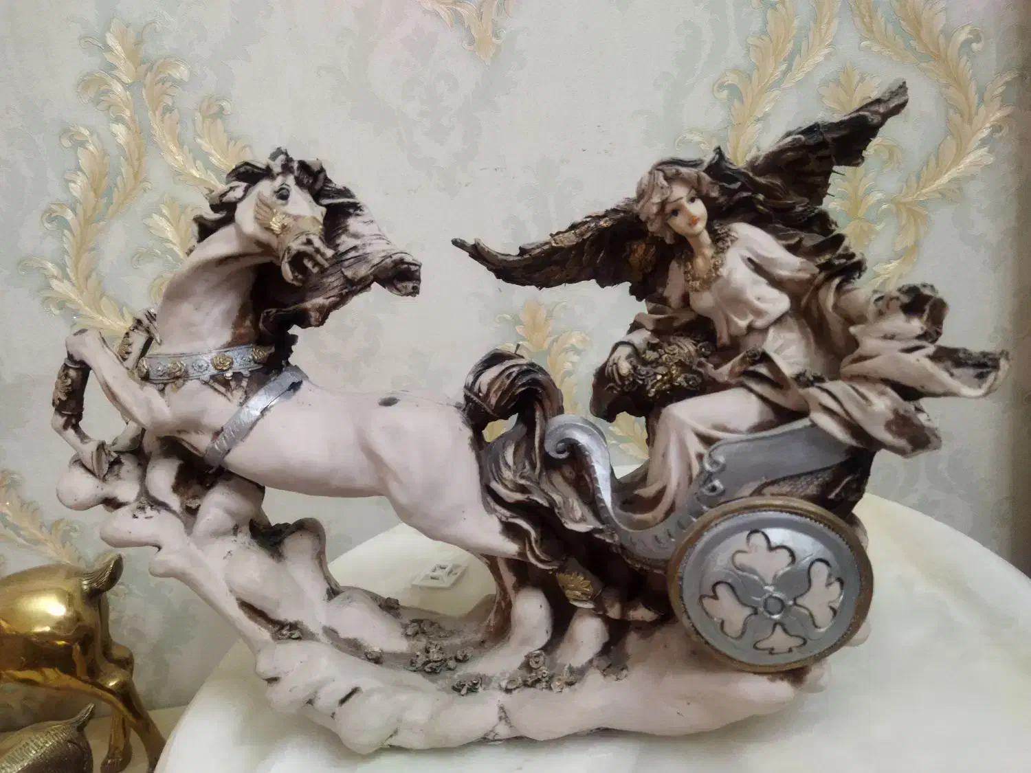 جا میوه‌ای و مجسمه و سینی برنجی فلاکس چای|مجسمه، تندیس، ماکت|ری, فیروزآبادی|دیوار