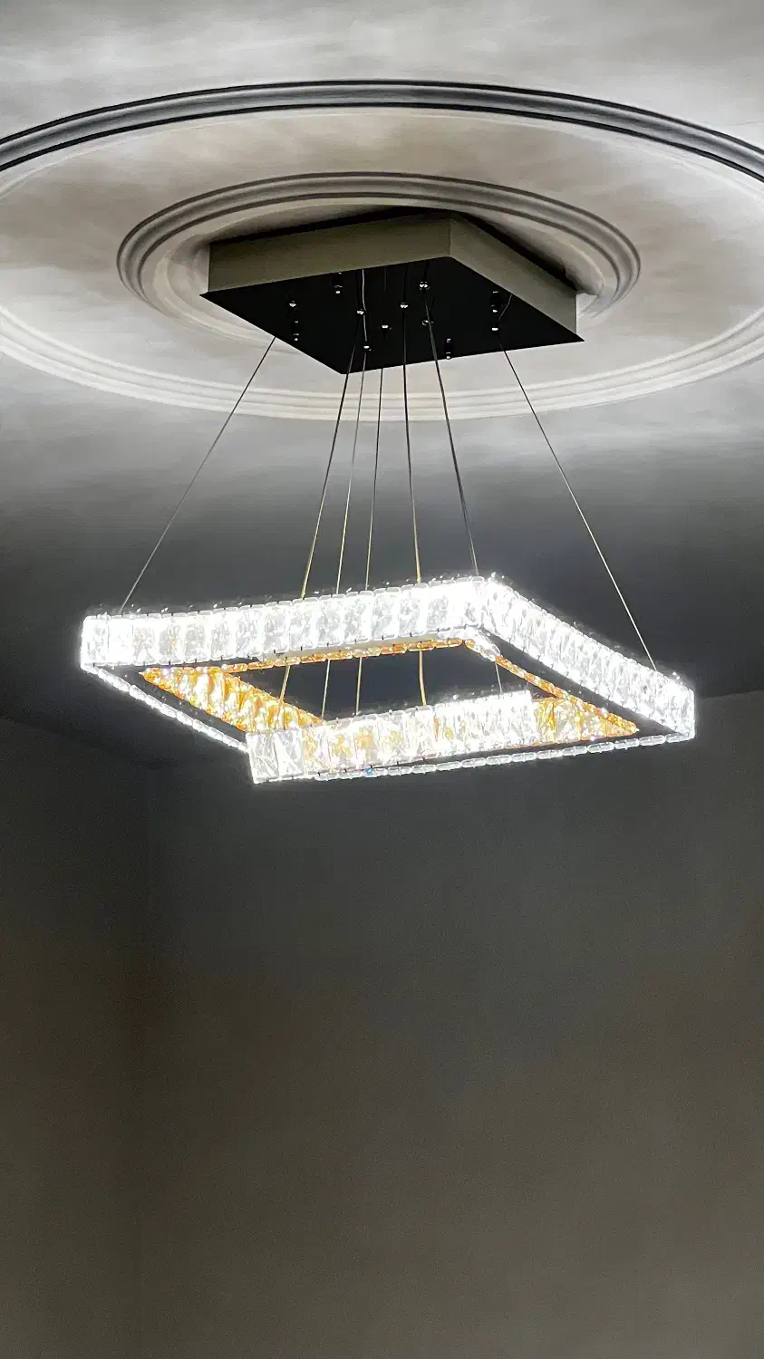 لوستر مینیمال کریستالی ریموت دار|لوستر و چراغ آویز|سقز, |دیوار