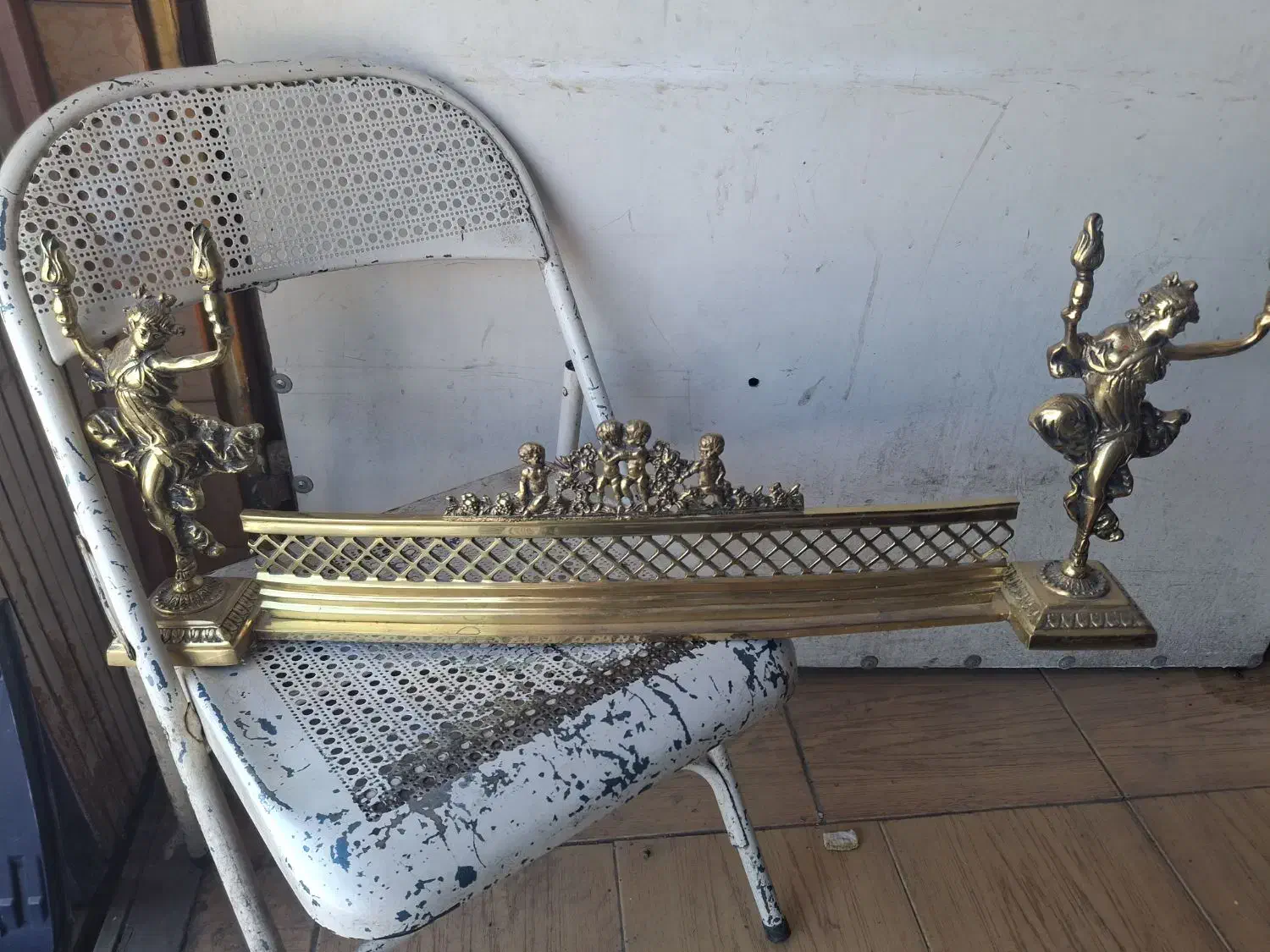 محافظ شومینه برنجی|بخاری، هیتر، شومینه|کرمان, |دیوار