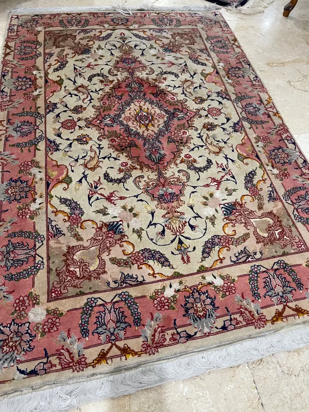 قالیچه ذرع و نیم دستبافت تبریز گل ابریشم|فرش|تهران, جوادیه تهرانپارس|دیوار