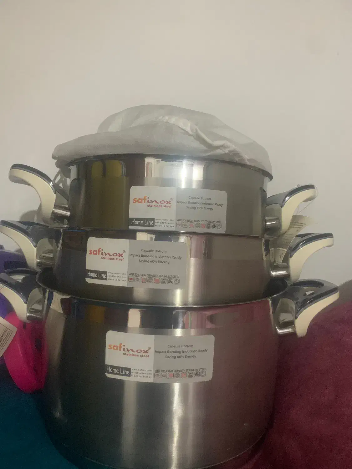 سه عدد قابلمه استیل خارجی|ظروف پخت‌وپز|بابلسر, |دیوار