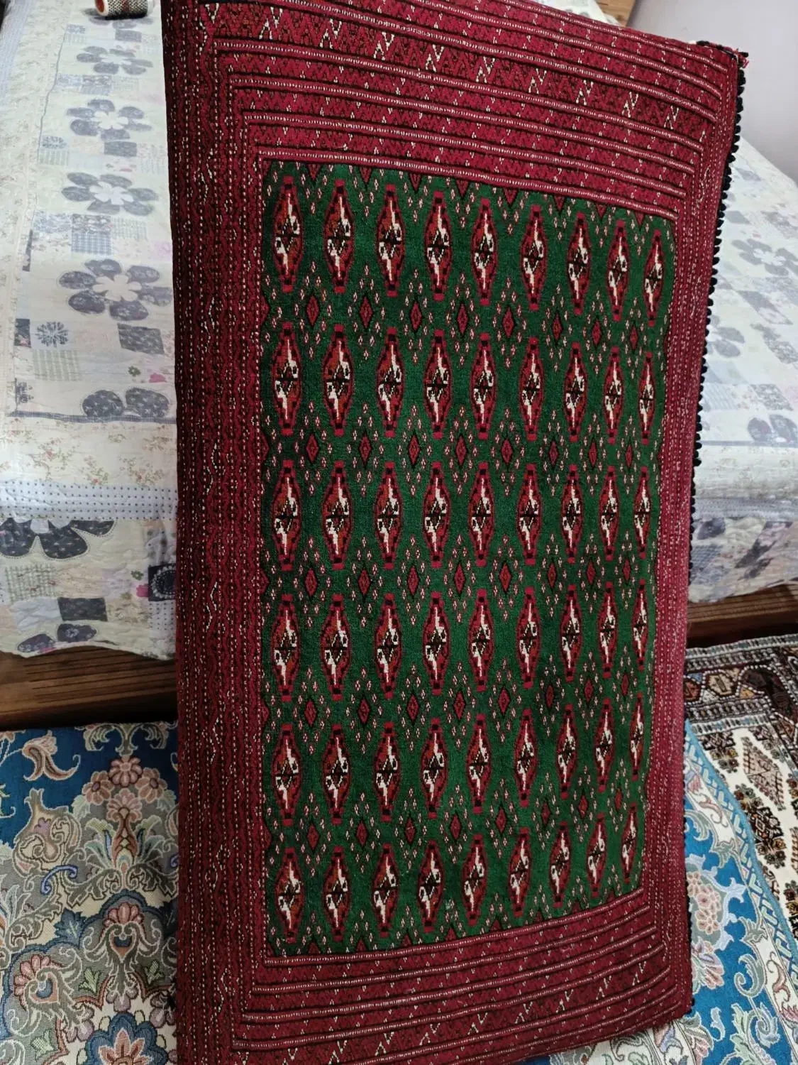 ی جفت پشتی دستبافت کاملاسالم|پشتی|گنبد کاووس, |دیوار