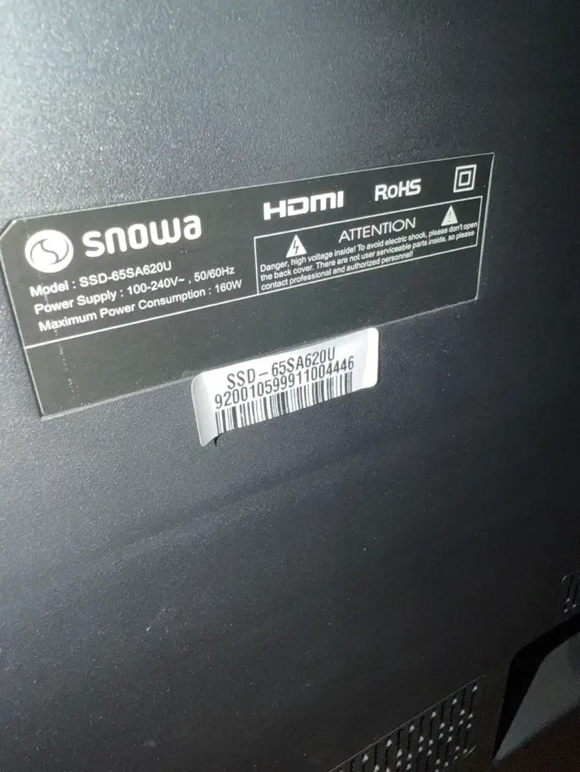 تلویزیون ۶۵ اسنوا|تلویزیون و پروژکتور|رباطکریم, پرندک|دیوار